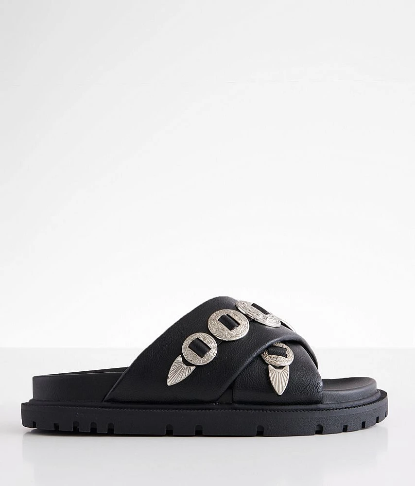 Embossed Metal Western Sandal