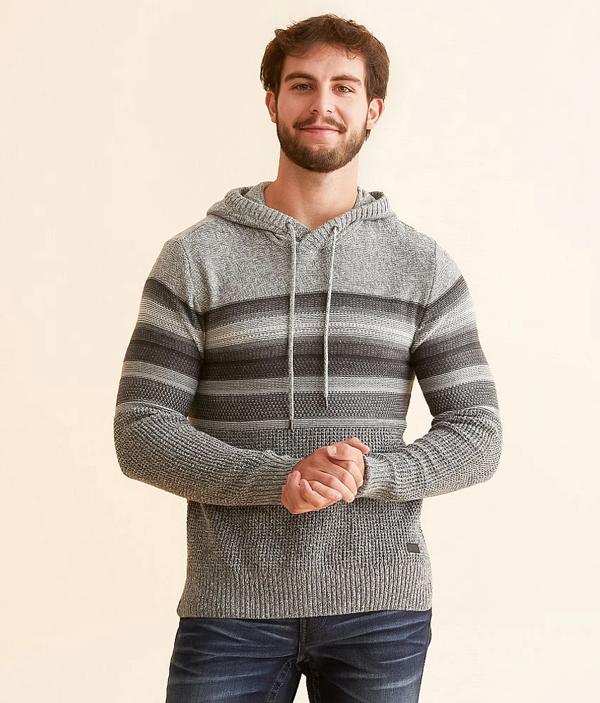 Striped Crossover Hooded Sweater