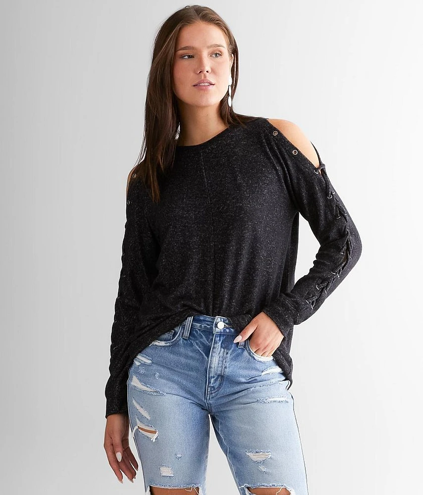 Cold Shoulder Lace-Up Top
