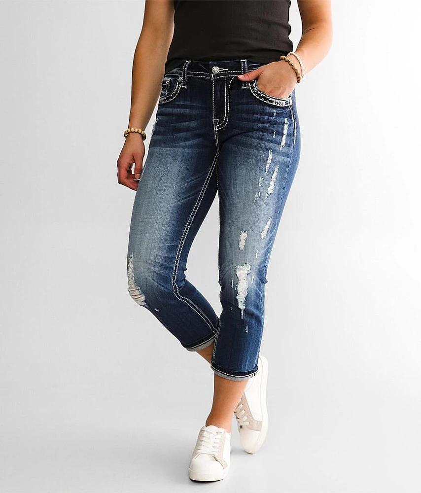 Curvy Mid-Rise Cuffed Stretch Capri Jean
