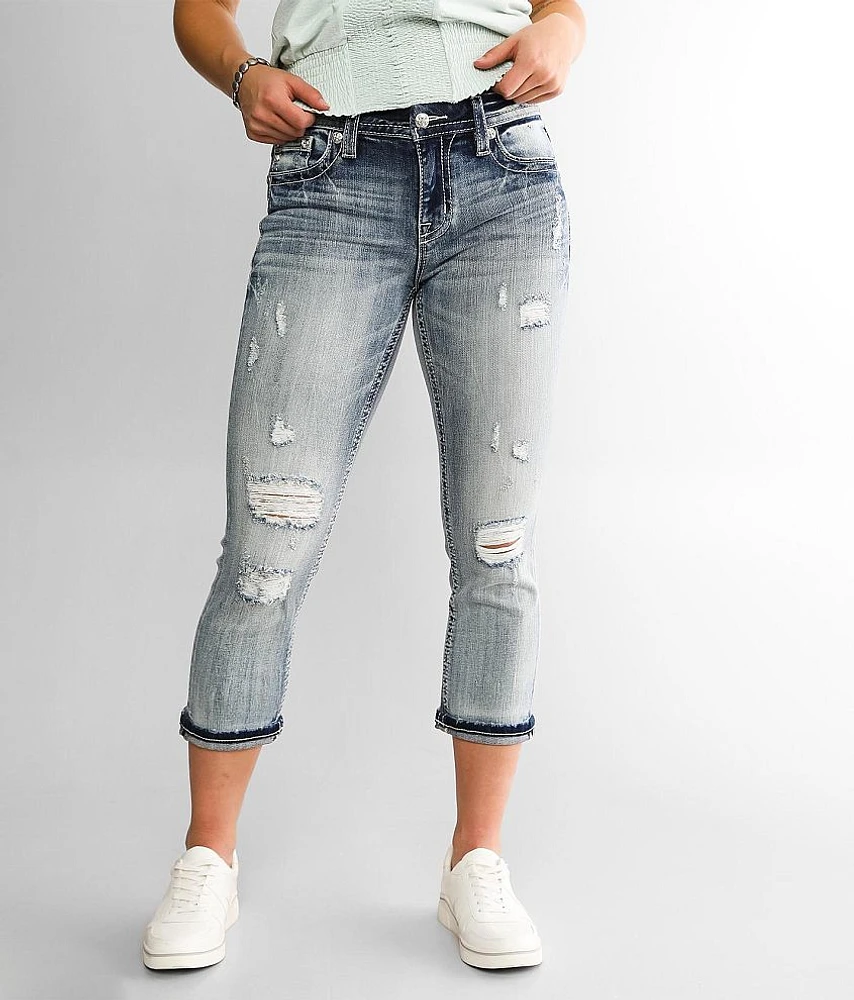 Miss Me Curvy Mid-Rise Cuffed Stretch Capri Jean