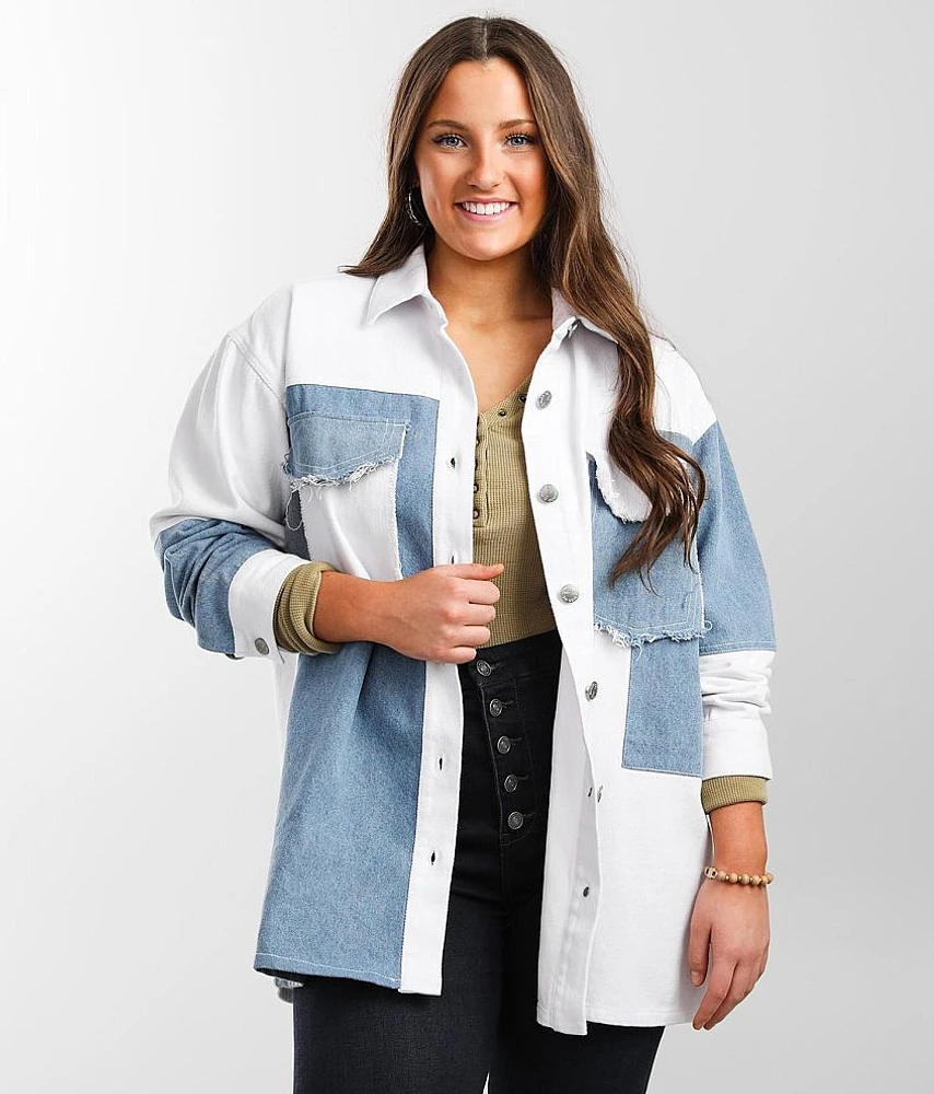 Patched Denim Shacket