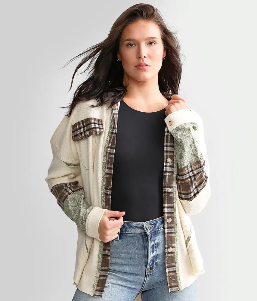 Pieced Plaid Shirt