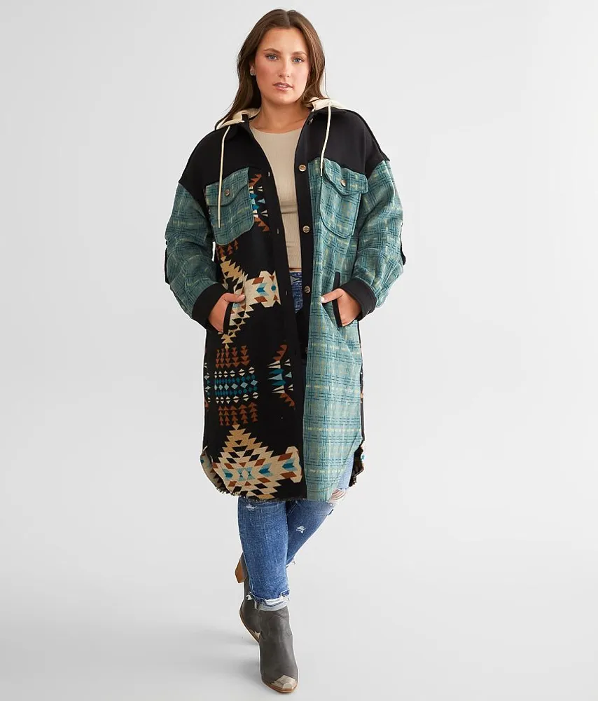 Oversized Aztec Hooded Jacket