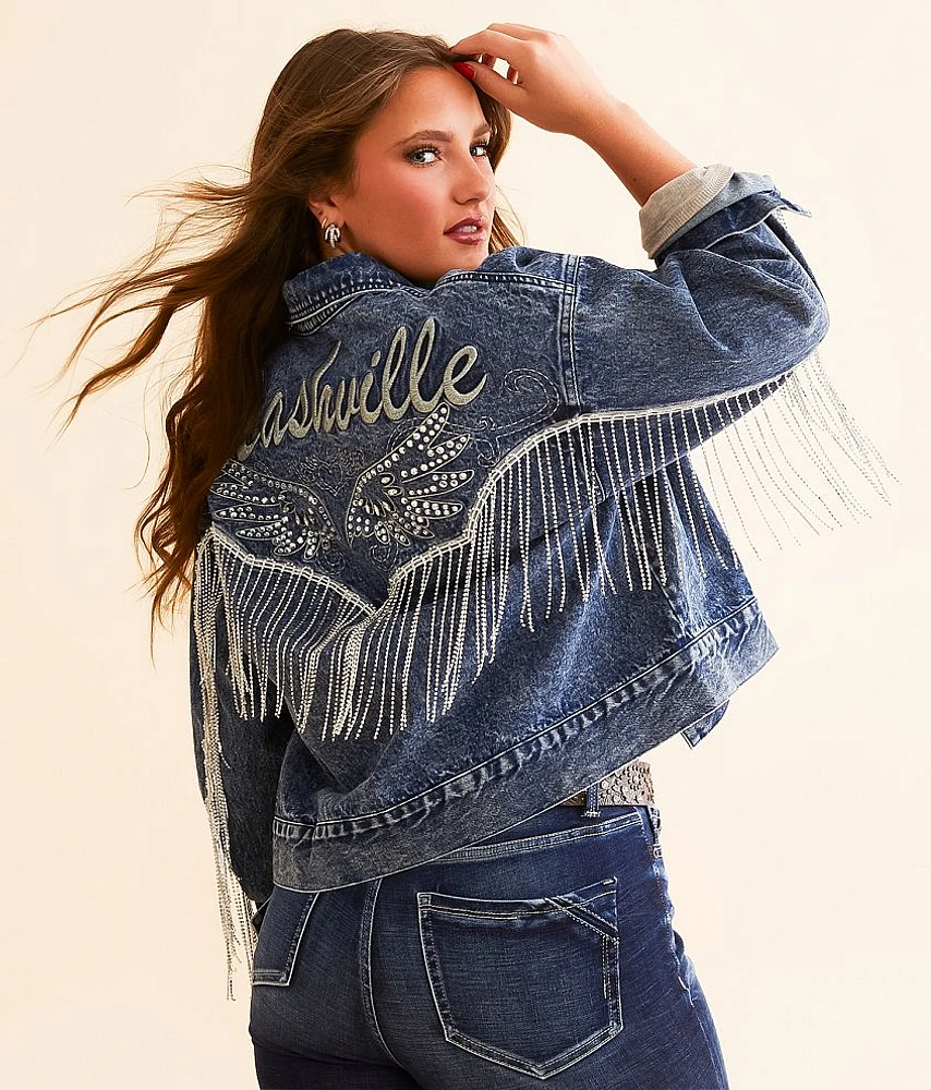 Nashville Rhinestone Fringe Denim Jacket