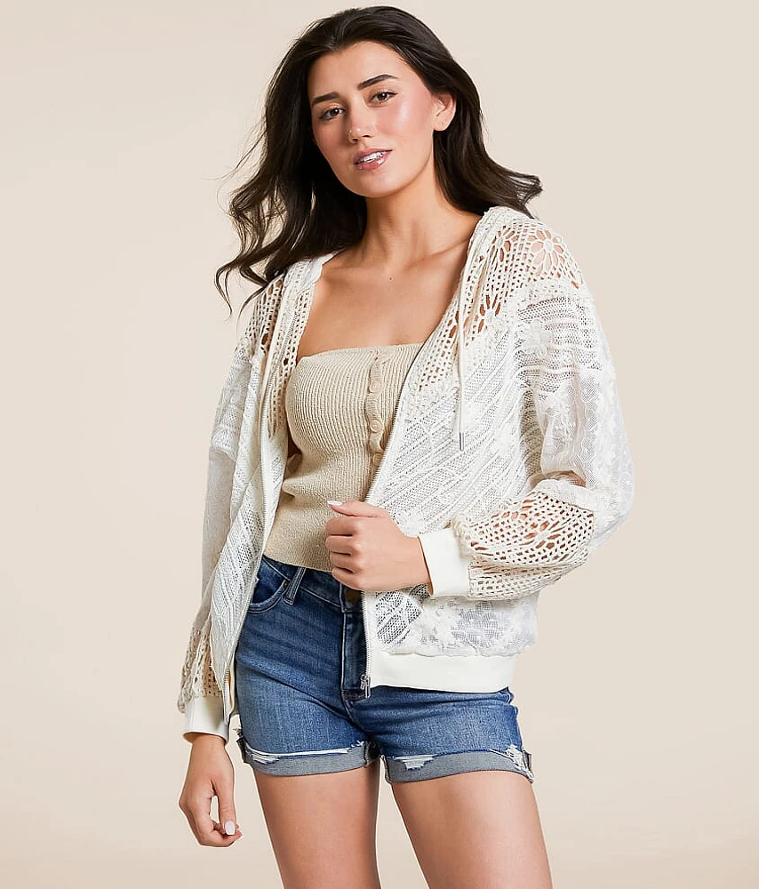 Miss Me Mixed Lace Hoodie