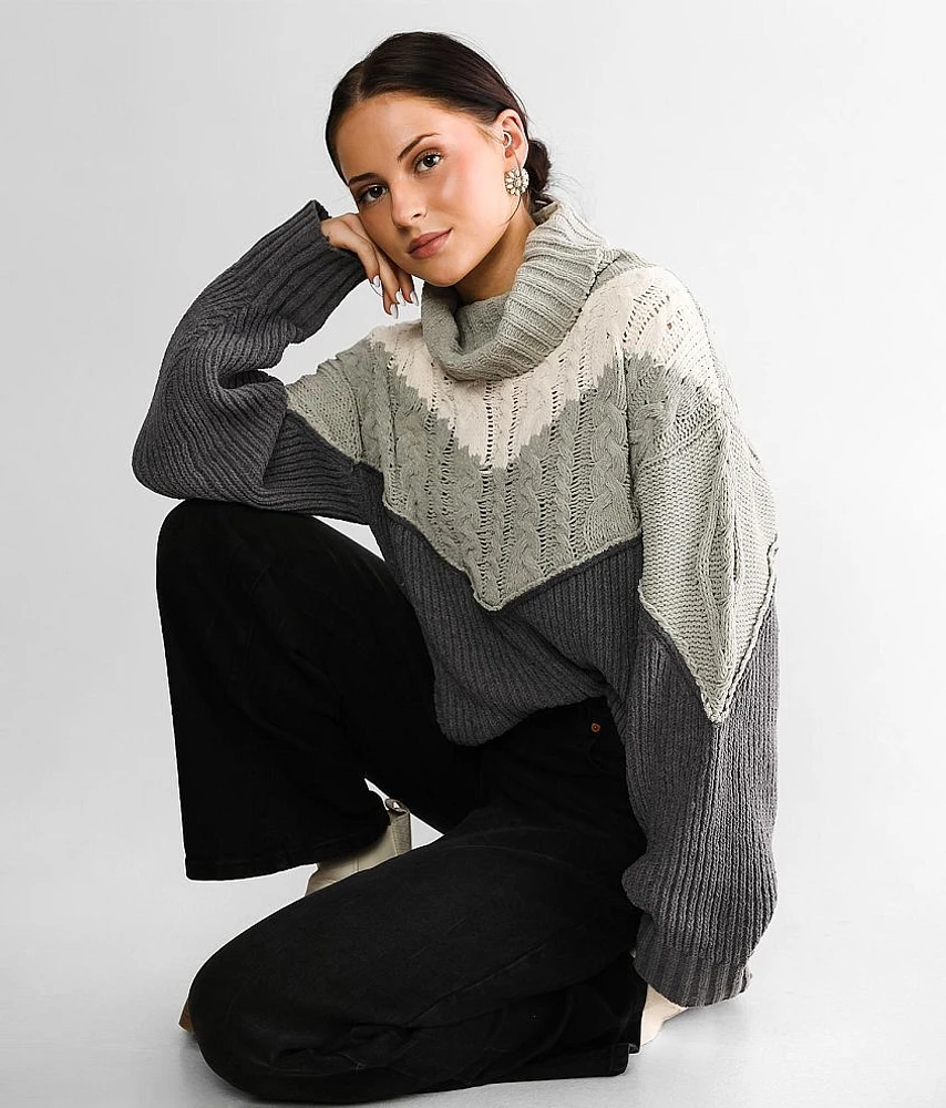 Cable Knit Mock Neck Sweater