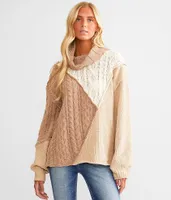 Miss Me Cable Knit Turtleneck Sweater