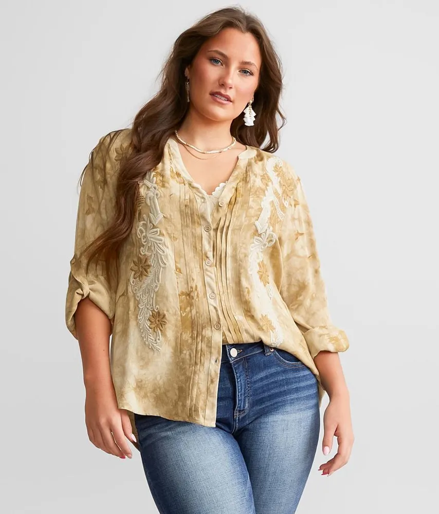 Mixed Media Floral Embroidered Top