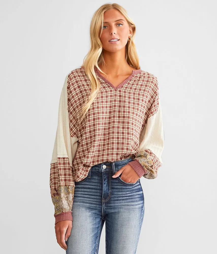 Plaid Patchwork Top