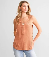 Miss Me Crochet Henley Tank Top
