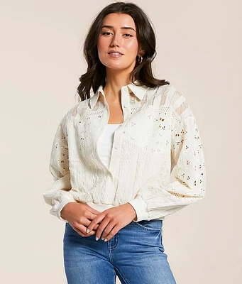 Miss Me Mixed Crochet Shirt