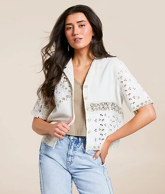 Miss Me Pieced Crochet Shirt