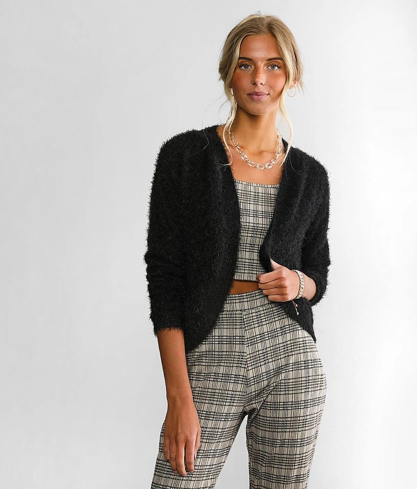 Eyelash Knit Cardigan Sweater