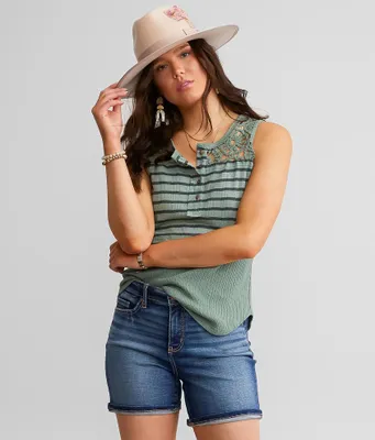 Miss Me Henley Crochet Tank Top