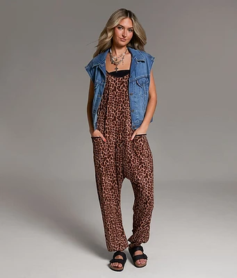 BKE Cheetah Ribbed Jumpsuit
