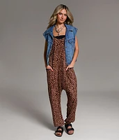 BKE Cheetah Ribbed Jumpsuit