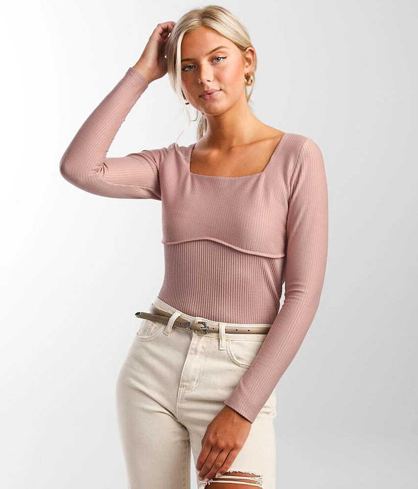 Ribbed Square Neck Top