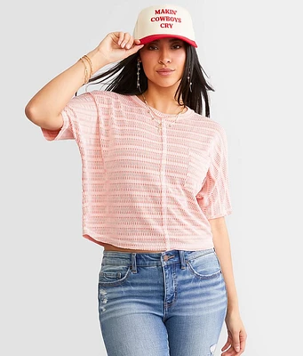 BKE Textured Knit Cropped Top