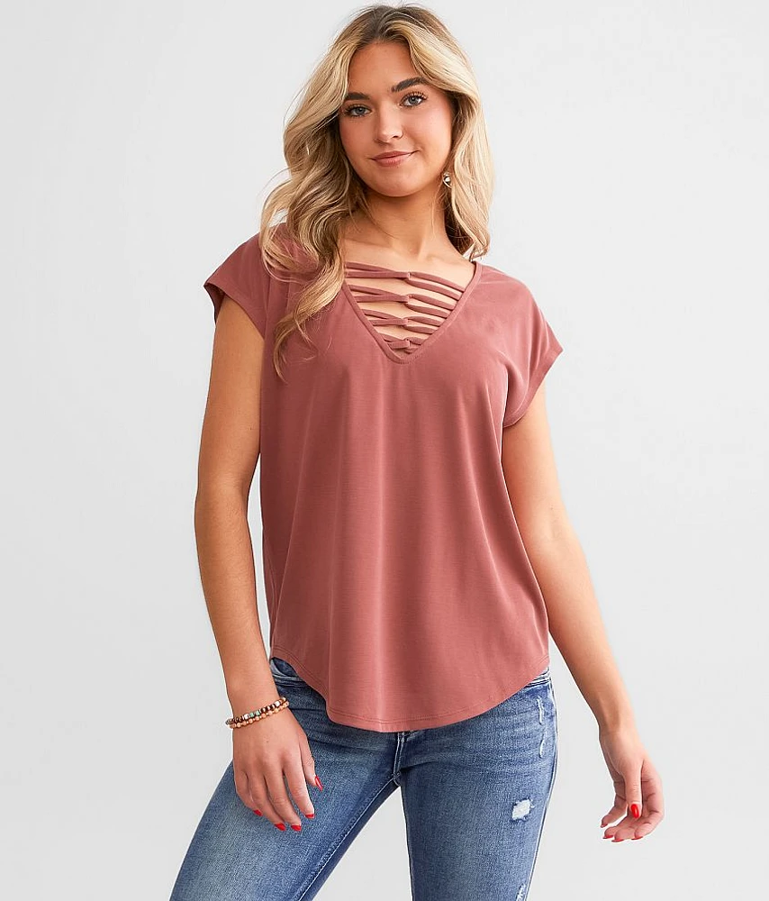 Strappy Double V-Neck Top