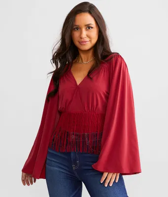 Daytrip Surplice Fringe Top