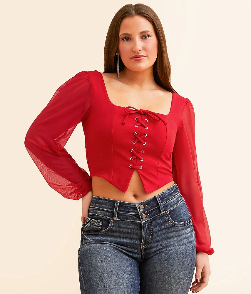 Lace-Up Cropped Top
