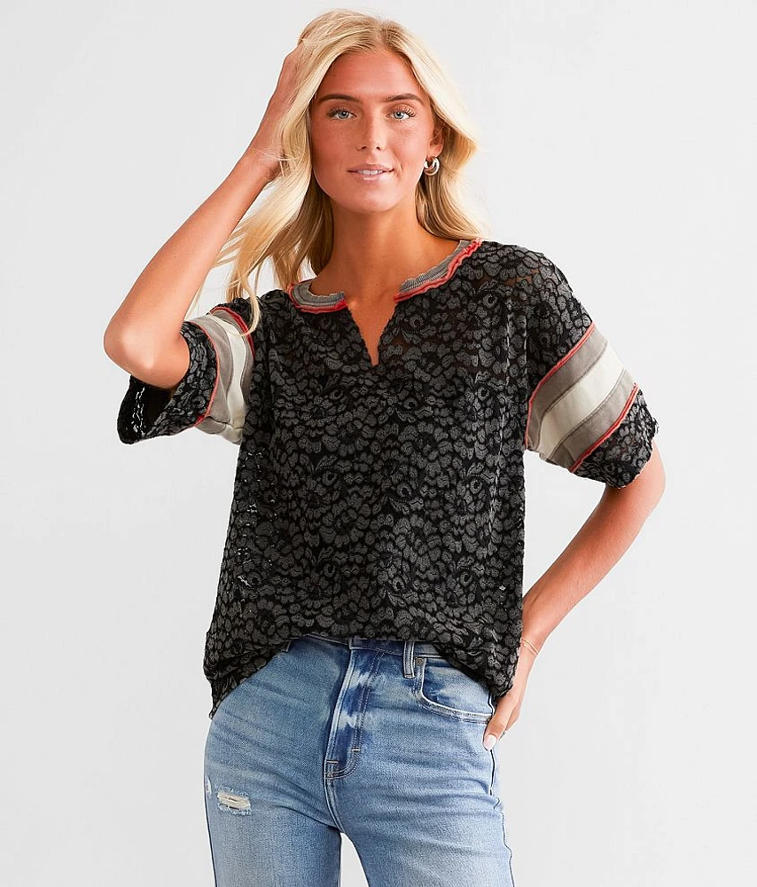 Pieced Floral Lace Top