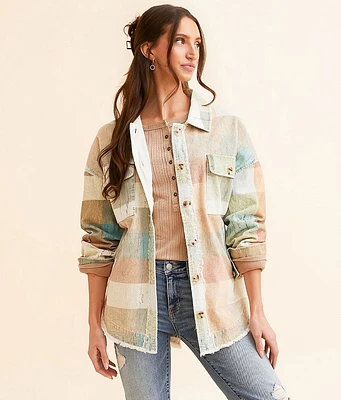BKE Checkered Corduroy Oversized Shacket