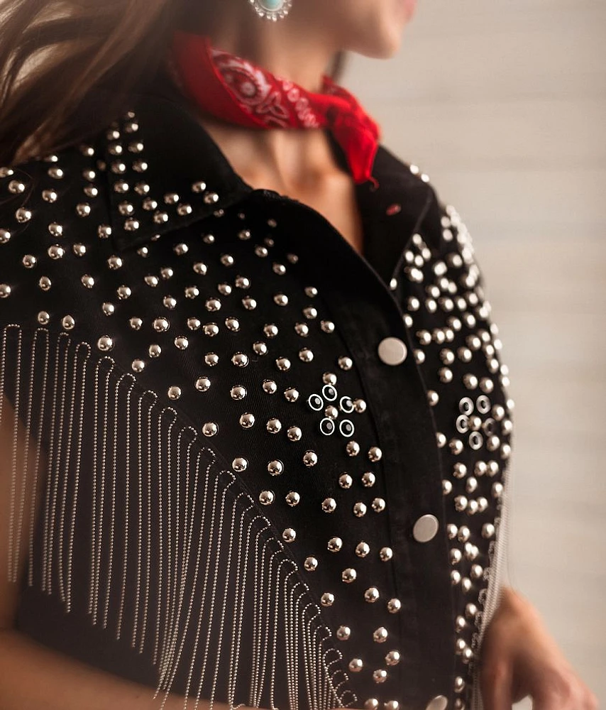 Fringe Oversized Denim Vest