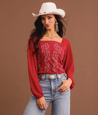 Sterling & Stitch Boot Faux Suede Cropped Top