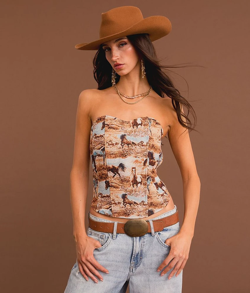 Western Jacquard Tube Top