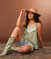 Gimmicks Ruffled Eyelet Trim Tank Top