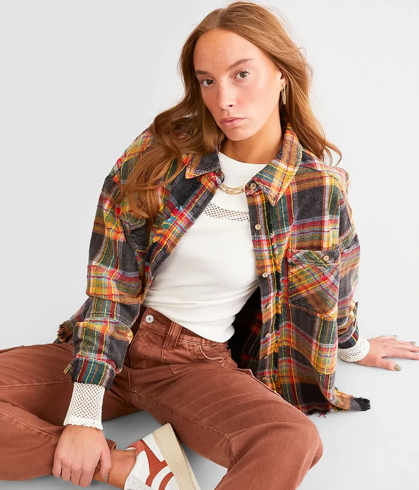 Frayed Flannel Boyfriend Shirt