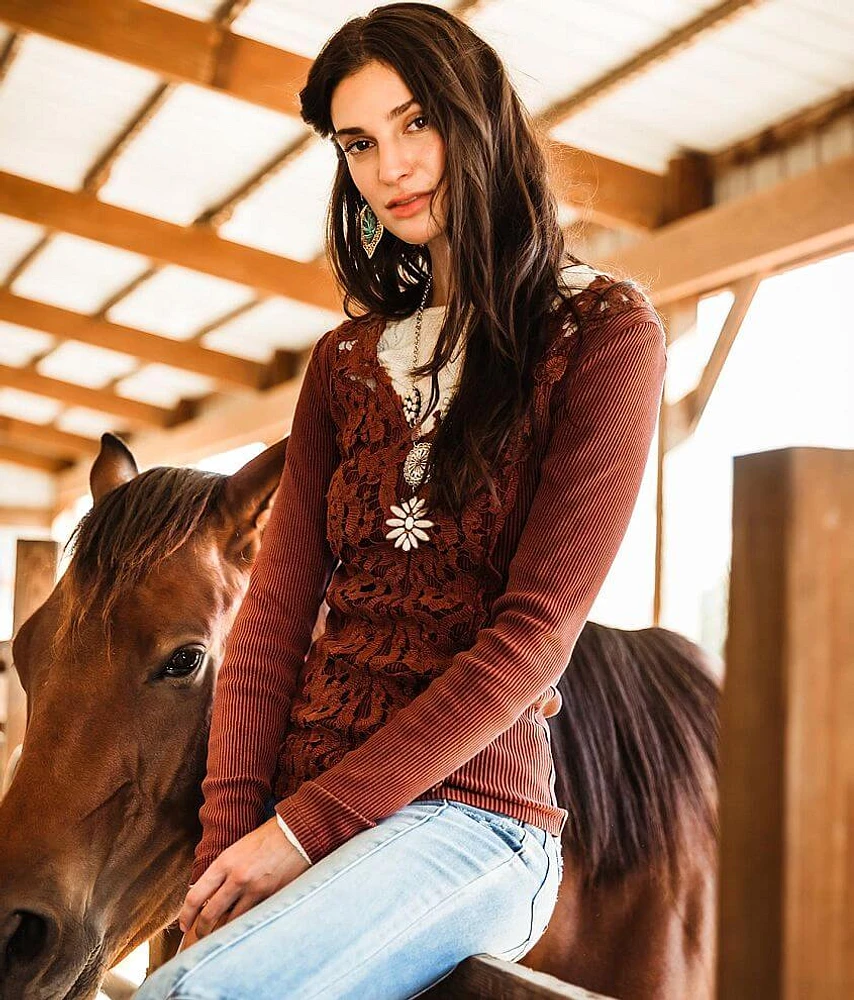 Washed V-Neck Top