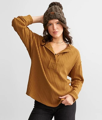 BKE Textured Knit Henley Top