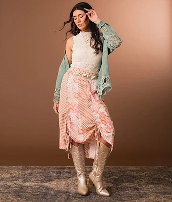 Gimmicks Pieced Cinch Tie Midi Skirt