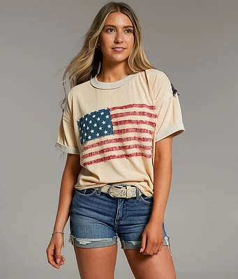 BKE Raw Edge Flag Patch T-Shirt