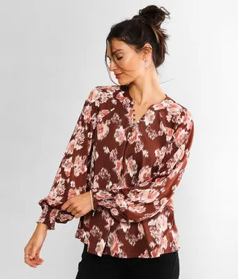 Buckle Black Floral Print Top