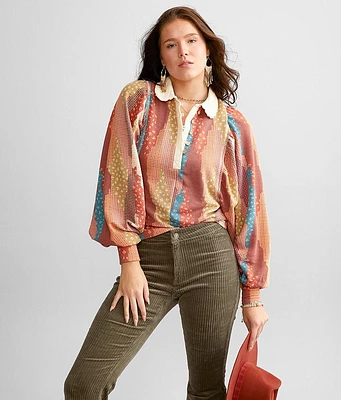Gimmicks Mixed Print Dolman Henley