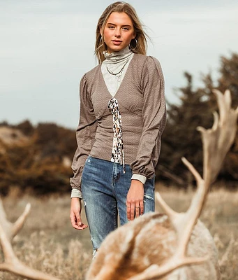 Gimmicks Textured Lace-Up Top