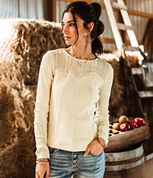 Gimmicks Pieced Cable Knit Top
