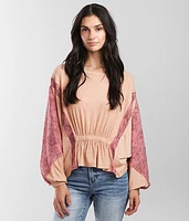 Gimmicks Pieced Rib Knit Peplum Top