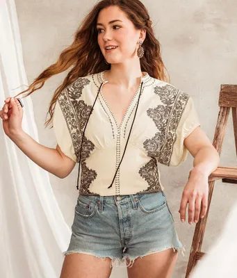 Gimmicks Embroidered Dolman Cropped Top