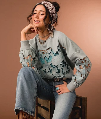 Gimmicks Floral Cut-Out Pullover
