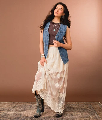 Gimmicks Sheer Lace Maxi Skirt