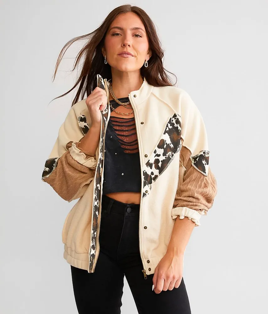 Pieced Cow Print Jacket