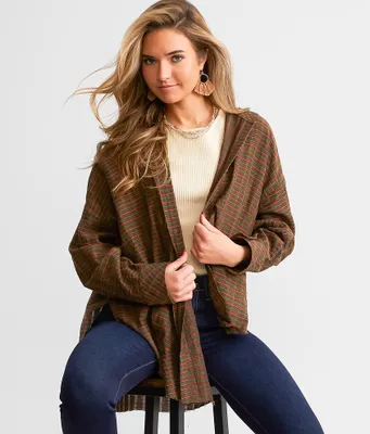 Gilded Intent Plaid Hooded Shirt