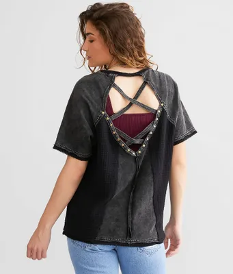 Gilded Intent Pieced Waffle Knit Top