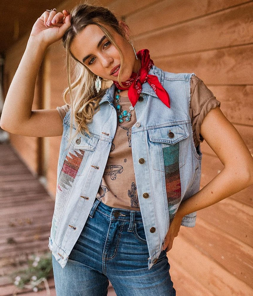 Aztec Denim Vest