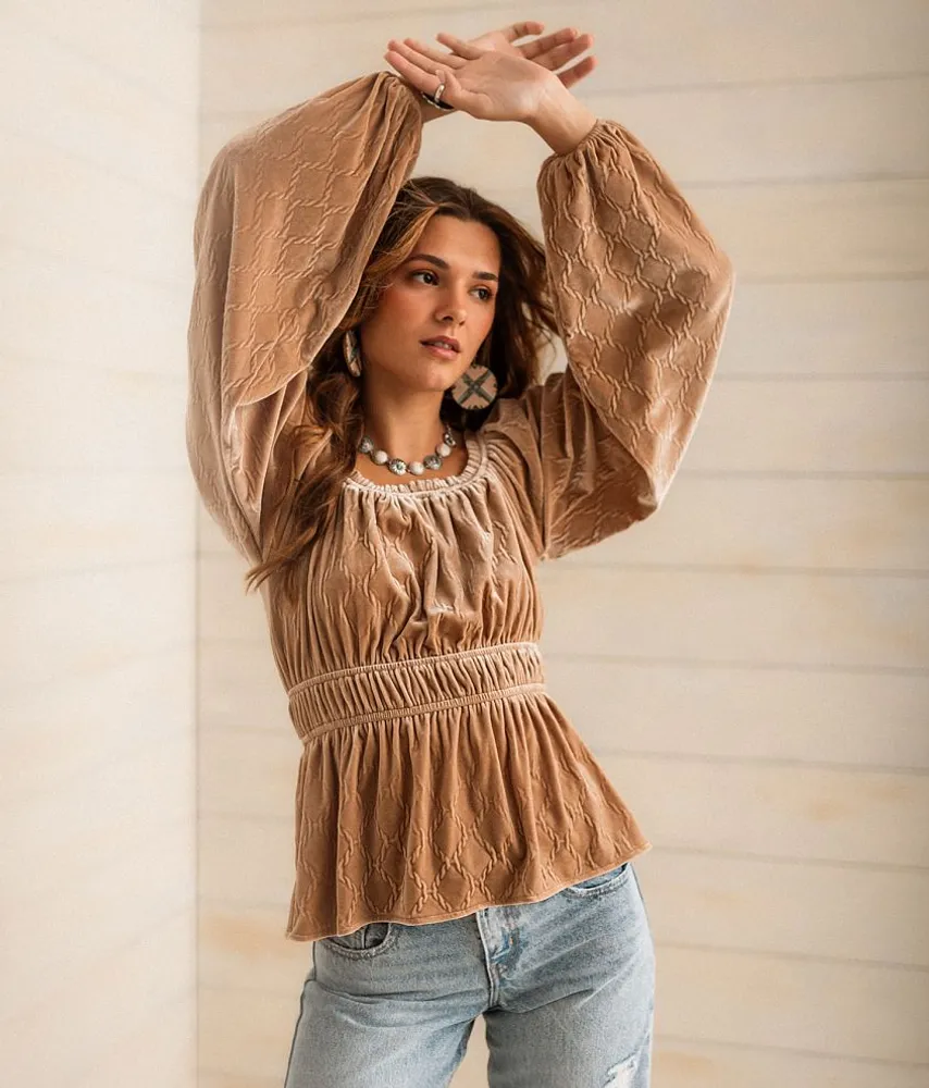 Velvet Peplum Top